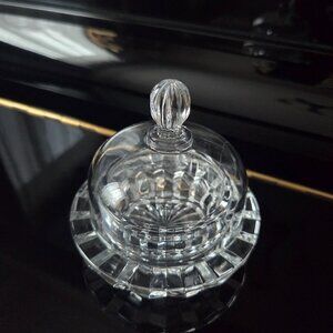 Mikasa glass butter or jam dish with lid.
